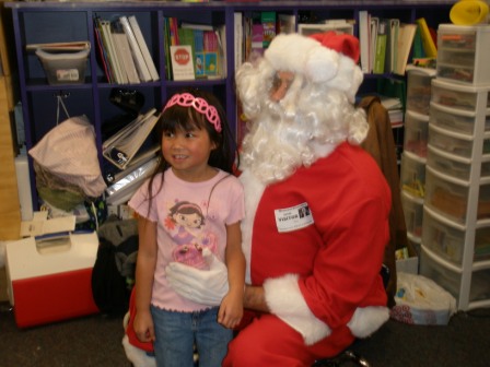Kasen and Santa at the school party